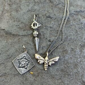 Funky Gothic Skull & Flower Pendants